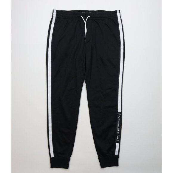 Vtg Y2K Abercrombie & Fitch Mens XL Faded Spell Out Cuffed Joggers Pants Black